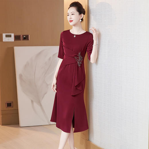 LC-2277春秋装婚庆时尚优雅连衣裙喜婆婆婚宴礼服 商品图4