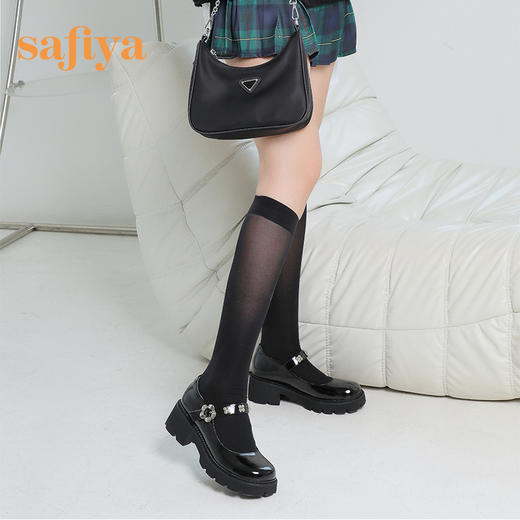 Safiya/索菲娅玛丽珍鞋女2022早秋复古学院风可爱小花饰扣jk女鞋 SF23111404 商品图7