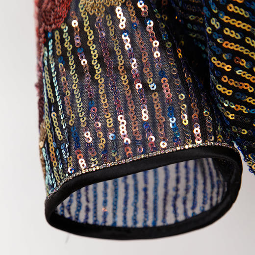 PG88C斯尔丽瑟俪2021年夏季新款彩色珠片绣异材质雪纺拼接礼服连衣裙 商品图4