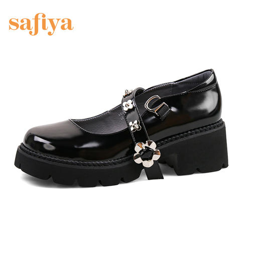 Safiya/索菲娅玛丽珍鞋女2022早秋复古学院风可爱小花饰扣jk女鞋 SF23111404 商品图11
