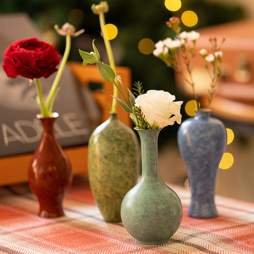 朱炳仁铜 新款系列 福庆长乐花瓶&事事如意茶盘，倾尽所有功力，调配出铜胎天青 事事如意茶盘家用简约储水干泡台茶托沥水茶盘功夫茶具青色等烟雨 商品图1