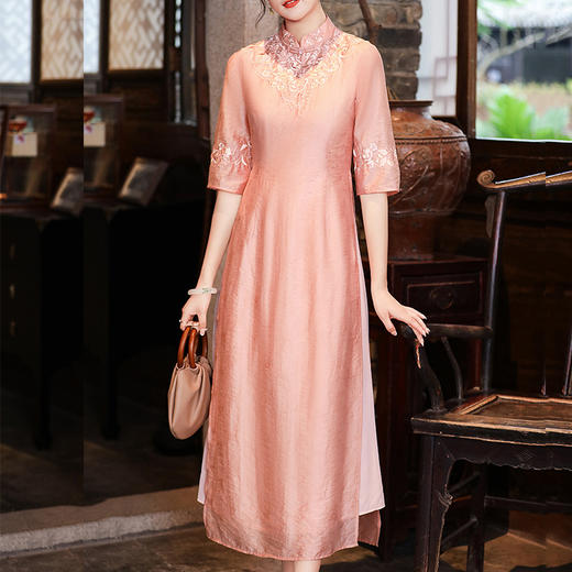 中式刺绣民族风唐装修身复古旗袍大码连衣裙FL-2195 商品图2