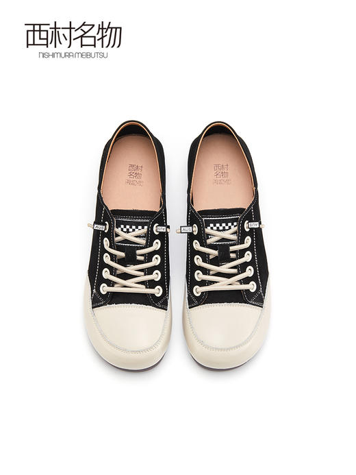西村名物2022秋季新款真皮小白鞋百搭软底鞋女平底板鞋ins潮37061 商品图3