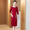 LC-2259圆领绣花端庄大气喜婆婆婚宴改良旗袍礼服连衣裙 商品缩略图1