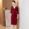 LC-2275秋装新款婚宴礼服优雅遮肚假两件连衣裙喜婆婆高贵时尚裙子 商品缩略图2