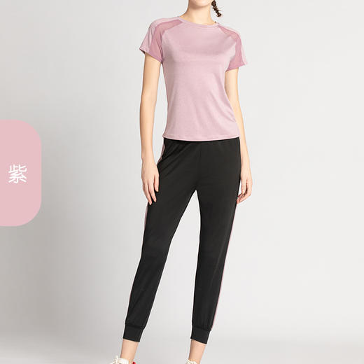 夏季运动服无痕裸感网纱速干衣透气运动休闲两件套跑步健身套装女 商品图7