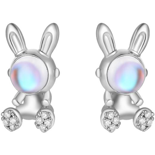 ZEGL兔子耳环女小众设计感高级韩式可爱月光石耳钉925银针耳饰品 商品图4