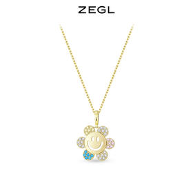 ZEGL笑脸太阳花项链女夏轻奢小众2022年新款高级设计感锁骨链配饰