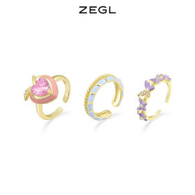 ZEGL设计师玩乐时光系列蝴蝶桃子戒指女小众设计开口可调节食指戒