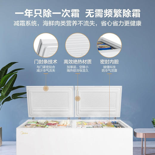 美的(Midea) 719升 双顶开 商用大冰柜 冷冻冷藏转换冷柜 卧式冰箱 BD/BC-719DKM(E) 商品图3