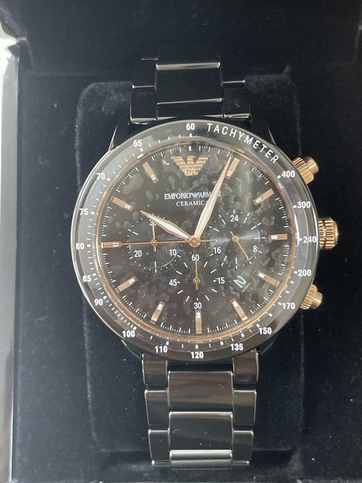 723763289184 EMPORIO ARMANI【明星海报款】阿玛尼黑盘陶瓷三眼男士欧美腕表AR70002 （可能无电） 商品图6
