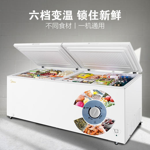 美的(Midea) 719升 双顶开 商用大冰柜 冷冻冷藏转换冷柜 卧式冰箱 BD/BC-719DKM(E) 商品图0