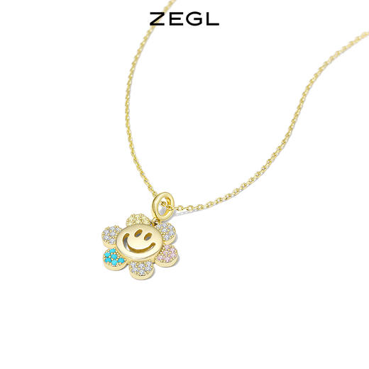 ZEGL笑脸太阳花项链女夏轻奢小众2022年新款高级设计感锁骨链配饰 商品图2
