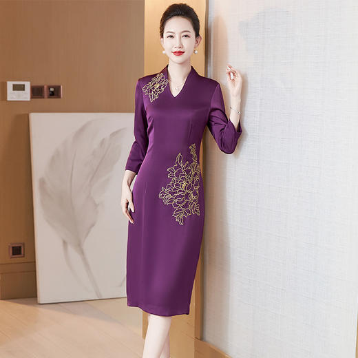 LC-2250秋装新款婚宴时尚礼服喜婆婆高贵优雅礼服连衣裙 商品图4