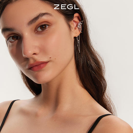 ZEGL蝴蝶流苏耳夹女无耳洞轻奢高级感复古甜酷耳骨夹长款耳环耳饰 商品图1