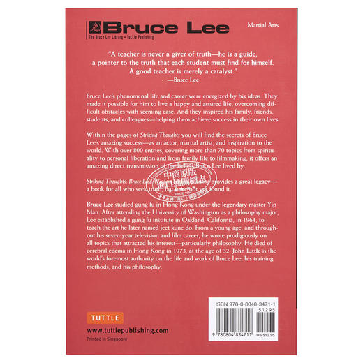 【中商原版】李小龙 醒思录 生活的哲学 英文原版 Striking Thoughts: Bruce Lee's Wisdom John Little 商品图1