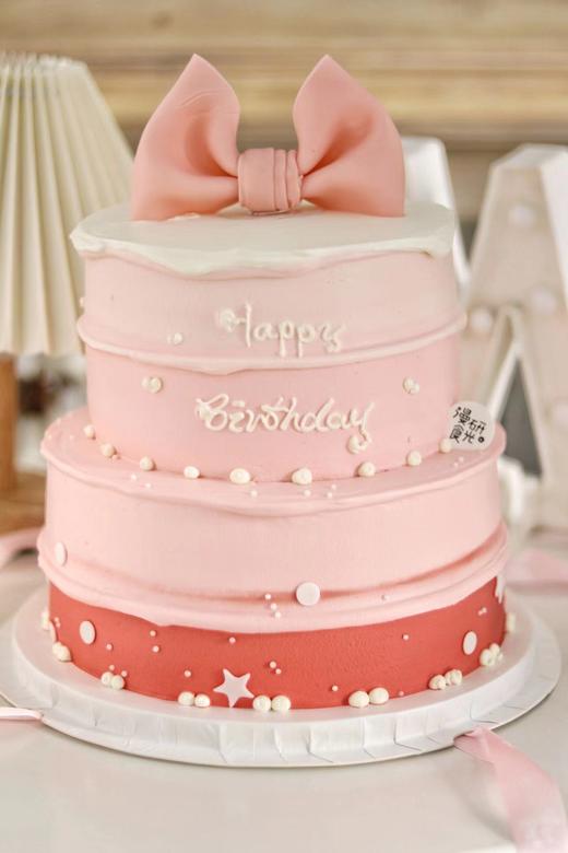 【生日蛋糕】双层粉色蝴蝶结款 商品图0