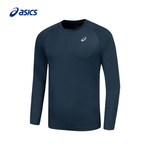 ASICS亚瑟士 男子针织套头圆领无弹 跑步长袖T恤2011C702-001 商品图1