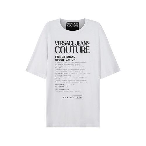 VERSACE JEANS COUTURE范思哲【22春夏新款】男士棉质宽松版圆领短袖T恤LOGO图案 72GAHT21 CJ00O 商品图0