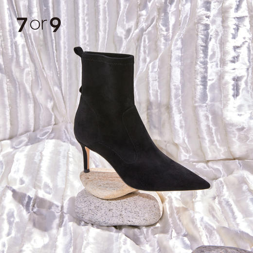 【黑摩卡】7or9 被窝䁔䁔靴短靴弹力瘦瘦靴细高跟7cm跟高 商品图1