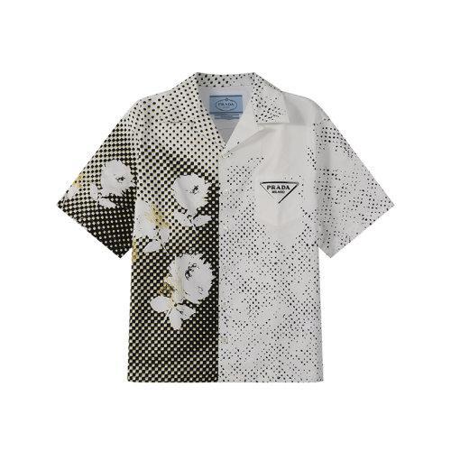 PRADA/普拉达 【22春夏新款】 男士棉质宽松版休闲短袖衬衫白色多色印花图案 UCS406 1ZSJ S 212 商品图0