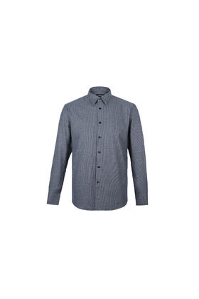 callisto蓝灰色千鸟格磨毛长绒棉意式领法兰绒衬衫FPSTL321C