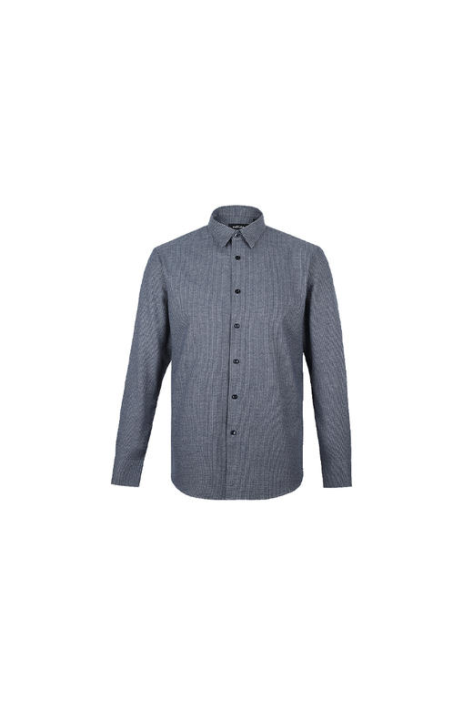 callisto蓝灰色千鸟格磨毛长绒棉意式领法兰绒衬衫FPSTL321C 商品图0