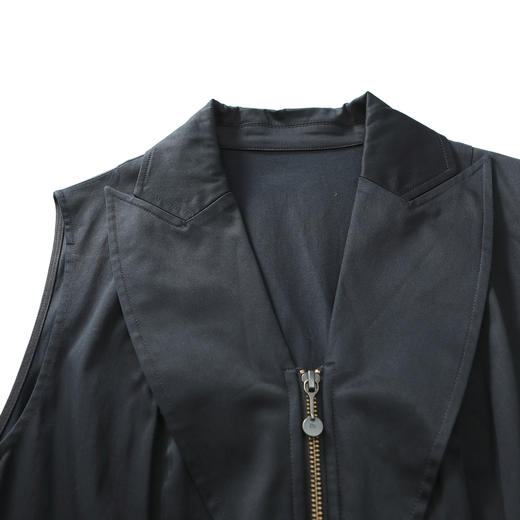 谜底赫本小黑裙2022秋新品西装领收腰中长款风衣外套女223ME1144 商品图3