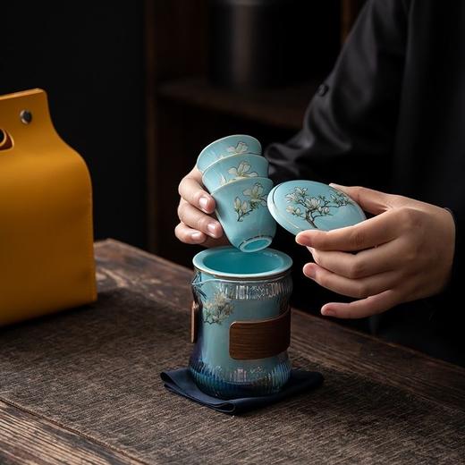 【唐丰】雀上枝头玻璃陶瓷旅行茶具套装一壶三杯户外便携包M仓 商品图2