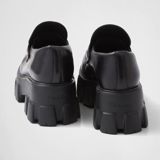 【二】PRADA 普拉达 女士 Monolith 拉绒皮革金属三角徽标乐福鞋 黑色 1D649M B4L F0002 商品图3