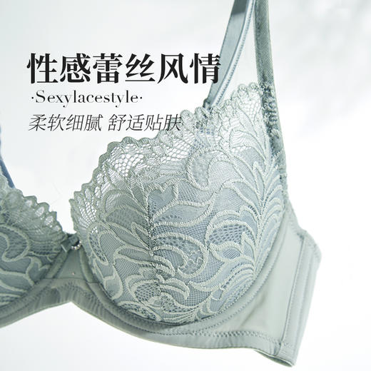 夏娃的诱惑浥轻尘组内衣女夏季薄款软钢圈大胸显小蕾丝性感文胸上托防下垂 商品图1