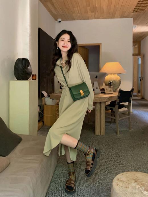 （清仓现货）【社群供A】早秋新款女装连衣裙气质长款衬衫裙涤纶 商品图1