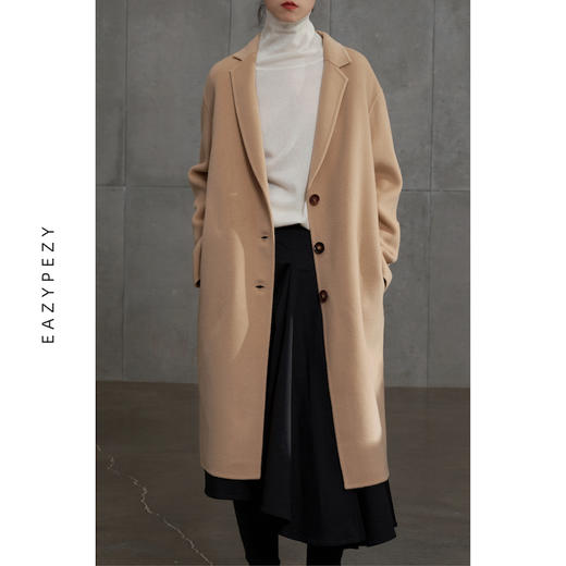 EAZYPEZY 2022AW 晚秋小翻领西装羊绒羊毛大衣 商品图4