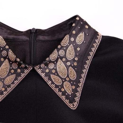 LA807斯尔丽瑟俪2021年春季上新衬衫领烫钻小礼服 商品图2