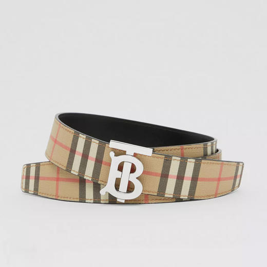 【一】BURBERRY 巴宝莉 男士双面 Monogram Motif Vintage 格纹TB专属标识腰带 格子 8052779 A7026 商品图0