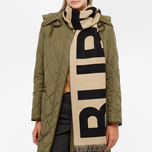 【四】BURBERRY 巴宝莉 男女通用字母徽标羊毛流苏围巾 混色 8057147 A7026 商品图1
