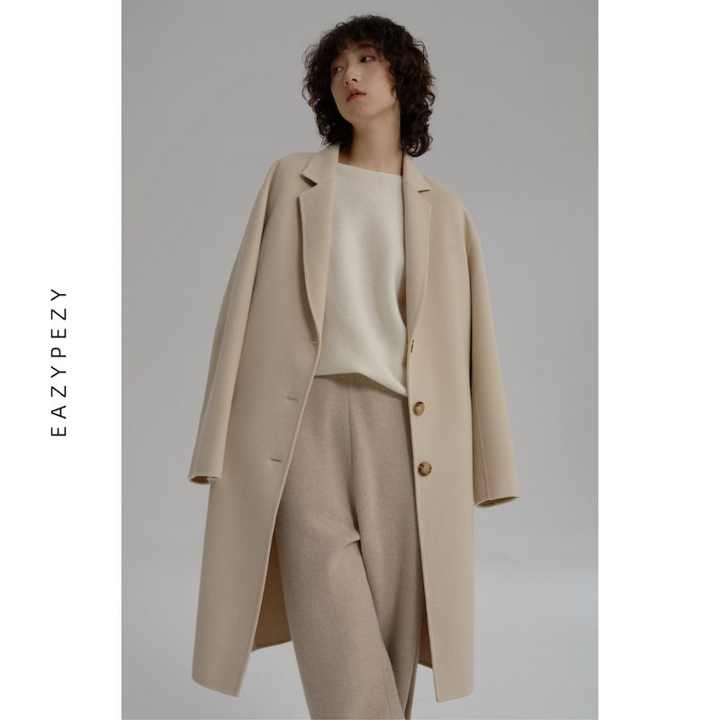EAZYPEZY 2022AW 晚秋小翻领西装羊绒羊毛大衣