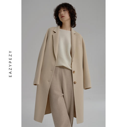 EAZYPEZY 2022AW 晚秋小翻领西装羊绒羊毛大衣 商品图0