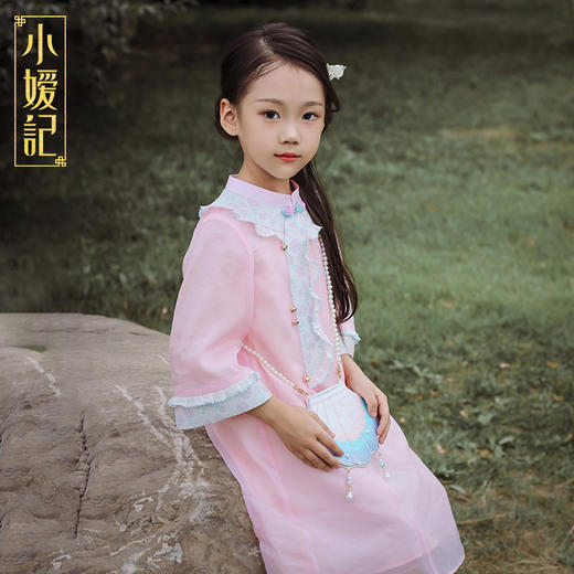 小嫒記 汉服女童秋季儿童古装中国风中袖女宝连衣裙-璎珞旗袍 商品图3