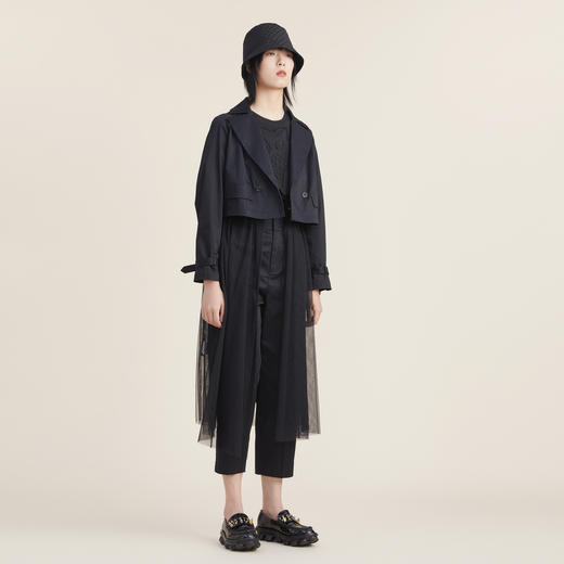 谜底2022秋新品两件时尚套装风衣女配内搭马甲短款外套223ME1081 商品图1