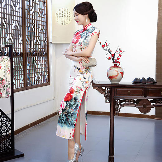 AQY B7403 定位花长款旗袍2022新款 商品图4