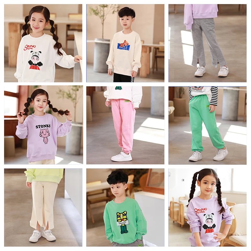 【爆款特价 提前购】龙之涵 亲子款精棉卫衣卫裤套装  婴幼儿A类标准 舒适百搭中大童休闲裤90-175码