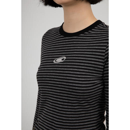 CryingCenter 美式复古灰条纹logo印花 修身显瘦长袖T恤 哭喊中心 商品图4