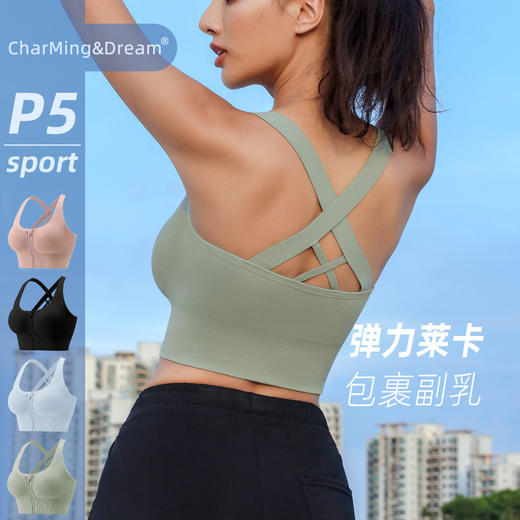 CharMing&Dream P5前拉链易穿脱运动内衣高强度四级防震背心式文胸 瑜伽健身跑步闭眼入 商品图2
