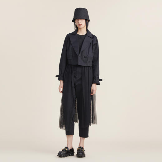 谜底2022秋新品两件时尚套装风衣女配内搭马甲短款外套223ME1081 商品图0