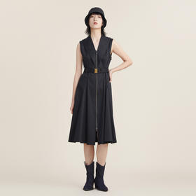 谜底赫本小黑裙2022秋新品西装领收腰中长款风衣外套女223ME1144