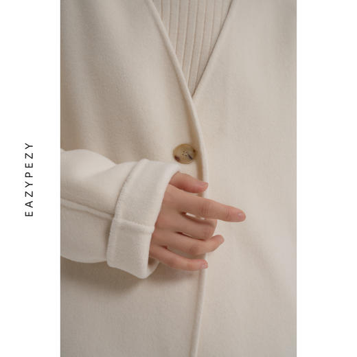 EAZYPEZY 2022AW 满月无领真丝羊毛大衣 商品图2