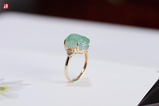 天然翡翠【貔貅】戒指    镶嵌：18K金镶 商品图2
