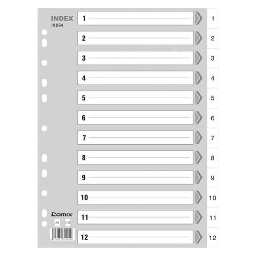 齐心 IX894 易分类 年度索引纸 A4 12页1-12 11孔 PP 商品图0