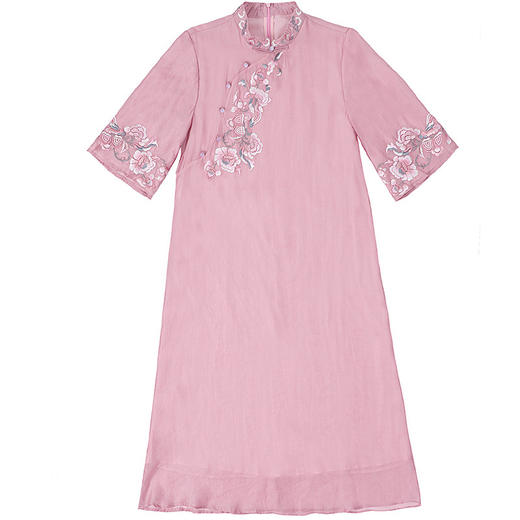 民族风天丝棉刺绣宽松禅意中长款连衣裙 KDS-1184 商品图4